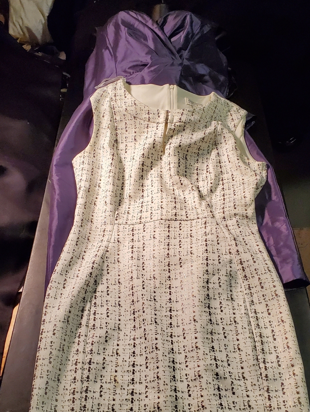 Jones New York Purple Size 8 Dreass/Enfocus Studio Ivory Tweed Sheath Size8Dress
